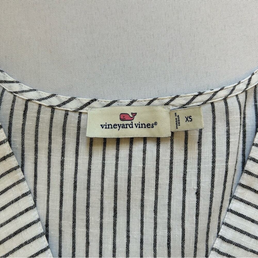 Vineyard Vines Jet Stripe 100% Linen Tiered Dress White Striped XS - Picture 6 of 14